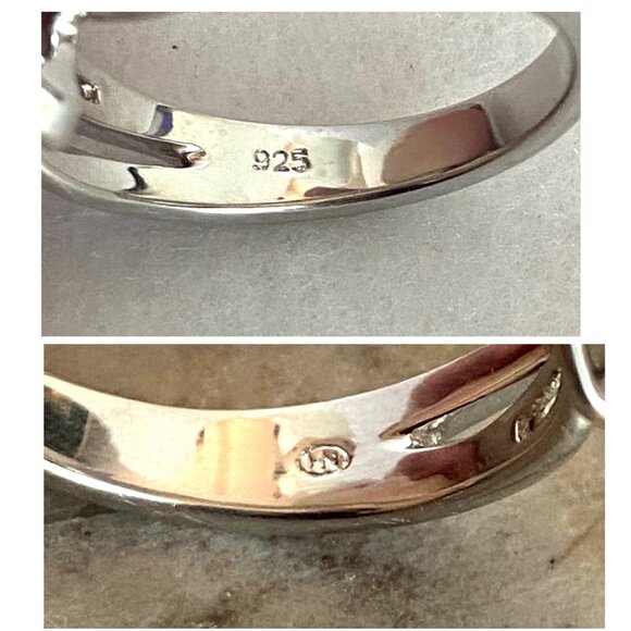 Heng Ngai Sterling Silver 925 Baguette Diamond Love Knot Wedding Band Ring 6.5 - Picture 10 of 16